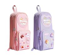 CHROMACRAFT 2 Stück Mädchen Federmäppchen, Niedliches Federmäppchen, Federmäppchen Mit Mehreren Fächern, Cartoon-Mädchen-Federmäppchen, Schülerbedarf, Schüler-Briefpapier