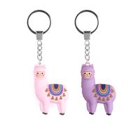 CHROMACRAFT 2 Stück Niedliche Alpaka-Schlüsselanhänger, Cartoon-Tier-Schlüsselanhänger, Rosa + Lila, Mädchen-Taschenanhänger, Kreatives Schlüsselzubehör