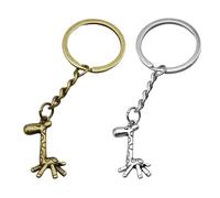CHROMACRAFT 2 Stück Niedliche Giraffen-Schlüsselanhänger, Bronze und Silber, Einheitsgröße, Modern, Unisex