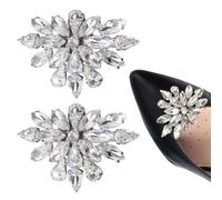 CHROMACRAFT 2 Stück Schuh-Clips Für Damen, Kristall-Schuh-Clips Für High Heels, Glitzernde Dekorative Schuh-Clips, Strass-Silber-Schuh-Clips, Elee Damen-Schuh-Accessoires