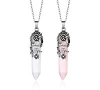 CHROMACRAFT 2 Stück Sechseckige Säulen-Kristall-Halskette, Vintage-Anhänger-Halskette, Damen-Halskette, Bekleidungszubehör, Halskette Im Eleen Stil