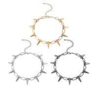 CHROMACRAFT 3-Teilige Nietenhalskette, Verstellbare Schlüsselbeinkette, Herren- Und Damenhalsketten, Retro-Personalisierte Halsbänder, Modische Metallhalsketten, Punk-Accessoires