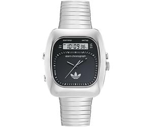 Chronograph ADIDAS ORIGINALS "RETRO WAVE THREE", silber (silberfarben), Armbanduhren, Damen, Chronograph, Armbanduhr, Herrenuhr, Damenuhr,Edelstahlarmband,Stoppfunktion,digital (92939203-0) silberfarb