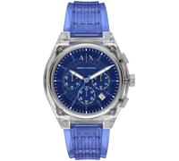 Chronograph ARMANI EXCHANGE "SYNC", blau, Armbanduhren, Damen, Chronograph, Quarzuhr, Armbanduhr, Herrenuhr, Polyurethanband, Datum, Stoppfunktion (59048422-0) blau