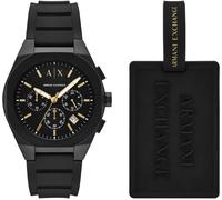 Chronograph ARMANI EXCHANGE "SYNC", schwarz (schwarz, schwarz), Armbanduhren, Kinder, Chronograph, Quarzuhr, Armbanduhr, Herrenuhr, Silikonarmband, Geschenkidee, Tag (88869840-0) schwarz, schwarz