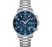 Chronograph BOSS "ADMIRAL", silber (silberfarben, blau), Armbanduhren, Herren, Chronograph, Quarzuhr, Herrenuhr, Armbanduhr, Stoppfunktion, Edelstahlarmband (94863933-0) silberfarben, blau