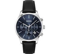 Chronograph BOSS "AVERY", schwarz, Armbanduhren, Herren, Chronograph, Quarzuhr, Herrenuhr, Armbanduhr, Stoppfunktion, Lederarmband (94720004-0) schwarz