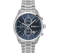 Chronograph BOSS "GRAND PRIX 44", silber (silberfarben, blau), Armbanduhren, Herren, Chronograph, Quarzuhr, Armbanduhr, Herrenuhr, Edelstahlarmband, analog, Tag (44840733-0) silberfarben, blau