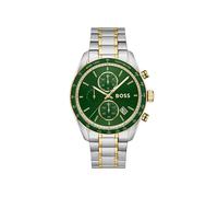 Chronograph BOSS "GRAND PRIX", grün (silberfarben, goldfarben), Armbanduhren, Herren, Chronograph, Quarzuhr, Armbanduhr, Herrenuhr, Edelstahlarmband, analog, Tag (62551605-0) silberfarben, goldfarben