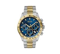 Chronograph BOSS "HERO", gold (silberfarben), Armbanduhren, Herren, Chronograph, Quarzuhr, Armbanduhr, Herrenuhr, Edelstahlarmband, analog, Tag (59324155-0) silberfarben