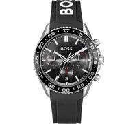 BOSS Chronograph mit Silikonarmband und schwarzem Zifferblatt - Style RUNNER, 58137096 Schwarz ONESI