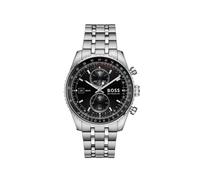 Chronograph BOSS "SKYTRAVELLER", silber (silberfarben, schwarz), Armbanduhren, Herren, Chronograph, Quarzuhr, Armbanduhr, Herrenuhr, Edelstahlarmband, analog, Tag (18179944-0) silberfarben, schwarz