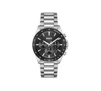 Chronograph BOSS "STRIKE CHRONO", silberfarben, schwarz, Armbanduhren, Herren, Chronograph, Quarzuhr, Armbanduhr, Herrenuhr, Edelstahlarmband, analog, Tag (11785505-0) silberfarben, schwarz