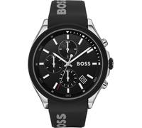 Chronograph BOSS "VELOCITY", schwarz, Armbanduhren, Damen, Chronograph, Quarzuhr, Herrenuhr, Armbanduhr, Stoppfunktion, Silikonarmband (26613453-0) schwarz
