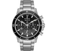 Chronograph BULOVA "Marine Star", silber (silberfarben, schwarz), Armbanduhren, Herren, Chronograph, Armbanduhr, Quarzuhr, Herrenuhr, Edelstahlarmband, Datum (18090049-0) silberfarben, schwarz