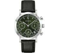Chronograph BULOVA, schwarz, dunkelgrün, Armbanduhren, Herren, Chronograph, Quarzuhr, Armbanduhr, Herrenuhr, Lederarmband, analog, Tag (91598127-0)