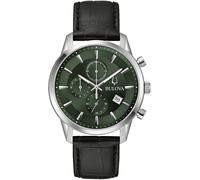 Chronograph BULOVA, schwarz (schwarz, dunkelgrün), Armbanduhren, Damen, Chronograph, Armbanduhr, Quarzuhr, Herrenuhr, Damenuhr, Lederarmband, Datum (99619110-0)