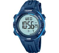 Chronograph CALYPSO WATCHES "Urban Digital", blau (dunkelblau), Armbanduhren, Herren, Chronograph, Quarzuhr, Armbanduhr, Herrenuhr, Silikonarmband, digital, Tag (37976005-0) dunkelblau
