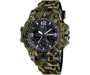 Chronograph CALYPSO WATCHES "X-Trem", grün (khaki, schwarz), Armbanduhren, Herren, Chronograph, Quarzuhr, Armbanduhr, Herrenuhr, analog, digital, Tag, Monat (83860027-0) khaki, schwarz
