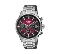 Chronograph CASIO EDIFICE, edelstahlfarben, rot, Armbanduhren, Herren, Chronograph, Quarzuhr, Armbanduhr, Herrenuhr, Edelstahlarmband, analog, Tag (88486336-0) edelstahlfarben, rot