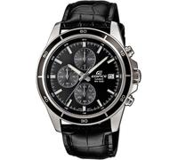 Chronograph CASIO EDIFICE, schwarz (schwarz, schwarz), Armbanduhren, Herren, Chronograph, Quarzuhr, Armbanduhr, Herrenuhr, Stoppfunktion, Datum, Lederarmband (55898825-0) schwarz, schwarz