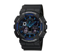 Chronograph CASIO G-SHOCK, schwarz (schwarz, dunkelblau), Armbanduhren, Herren, Chronograph, Quarzuhr,Armbanduhr,Herrenuhr,digital, bis 20 bar wasserd.Resinarmband (614028-0) schwarz, dunkelblau
