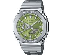 Chronograph CASIO G-SHOCK, silber (silberfarben, lindgrün), Armbanduhren, Herren, Chronograph, Quarzuhr Armbanduhr,Herren,digital,bis 20bar wasserd.,Edelstahlarmband (91380433-0) silberfarben, lindgrü