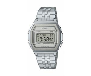 Chronograph CASIO VINTAGE, edelstahlfarben, Armbanduhren, Damen, Chronograph, Quarzuhr, Armbanduhr, Damenuhr, Herrenuhr, Edelstahlarmband, digital (48309514-0) edelstahlfarben