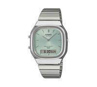 Chronograph CASIO VINTAGE, edelstahlfarben, grün, Armbanduhren, Herren, Chronograph, Quarzuhr, Armbanduhr, Damenuhr, Herrenuhr, Edelstahlarmband, analog (23306556-0) edelstahlfarben, grün