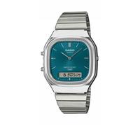 Chronograph CASIO VINTAGE, edelstahlfarben, grün, Armbanduhren, Herren, Chronograph, Quarzuhr, Armbanduhr, Damenuhr, Herrenuhr, Edelstahlarmband, analog (66030463-0) edelstahlfarben, grün