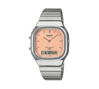 Chronograph CASIO VINTAGE, edelstahlfarben, orange, Armbanduhren, Herren, Chronograph, Quarzuhr, Armbanduhr, Damenuhr, Herrenuhr, Edelstahlarmband, analog (32889348-0) edelstahlfarben, orange