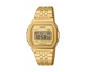 Chronograph CASIO VINTAGE, goldfarben, Armbanduhren, Damen, Chronograph, Quarzuhr, Armbanduhr, Damenuhr, Herrenuhr, Edelstahlarmband, digital (57163200-0) goldfarben