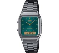 Chronograph CASIO VINTAGE, grau (anthrazit, petrol), Armbanduhren, Damen, Chronograph, Quarzuhr, Armbanduhr, Damenuhr, Herrenuhr, Digitaluhr, Edelstahlband (76699448-0) anthrazit, petrol