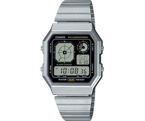 Chronograph CASIO VINTAGE, schwarz, edelstahlfarben, schwarz, Armbanduhren, Damen, silberfarben, Chronograph, Quarzuhr, Armbanduhr, Damenuhr, Herrenuhr, Edelstahlarmband, digital (97171605-0) schwarz,