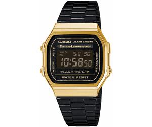 Chronograph CASIO VINTAGE, schwarz (schwarz, goldfarben), Armbanduhren, Damen, Chronograph, Quarzuhr, Armbanduhr,Damenuhr, Herrenuhr, Digitaluhr, Edelstahlarmband (651866-0) schwarz, goldfarben