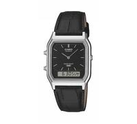 Chronograph CASIO VINTAGE, schwarz, silberfarben, Armbanduhren, Damen, Chronograph, Quarzuhr, Armbanduhr, Damenuhr, Herrenuhr, Lederarmband, analog (72885407-0) schwarz, silberfarben