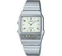 Chronograph CASIO VINTAGE, silber (edelstahlfarben, creme), Armbanduhren, Damen, Chronograph, Quarzuhr, Armbanduhr, Damenuhr, Herrenuhr, Edelstahlarmband, analog (41237941-0) edelstahlfarben, creme