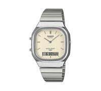 Chronograph CASIO VINTAGE, silber (edelstahlfarben, creme), Armbanduhren, Herren, Chronograph, Quarzuhr, Armbanduhr, Damenuhr, Herrenuhr, Edelstahlarmband, analog (91062354-0) edelstahlfarben, creme