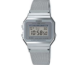Chronograph CASIO VINTAGE, silber (silberfarben, grau), Armbanduhren, Damen, Chronograph, Quarzuhr, Armbanduhr,Damenuhr,Herrenuhr,Digitaluhr, Edelstahlarmband (11637408-0) silberfarben, grau