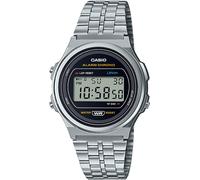 Chronograph CASIO VINTAGE, silber (silberfarben, schwarz), Armbanduhren, Damen, Chronograph, Quarzuhr, Armbanduhr, Damenuhr, Herrenuhr,Digitaluhr, Edelstahlarmband (69541125-0) silberfarben, schwarz