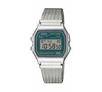 Chronograph CASIO VINTAGE, silberfarben, petrol, Armbanduhren, Damen, Chronograph, Quarzuhr, Armbanduhr, Damenuhr, Herrenuhr, Edelstahlarmband, digital (13333010-0) silberfarben, petrol