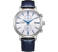 Chronograph CITIZEN, blau (dunkelblau), Armbanduhren, Herren, Chronograph, Armbanduhr, Herrenuhr, Solar, Stoppfunktion, Lederarmband (68577731-0) dunkelblau
