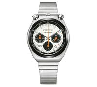 Chronograph CITIZEN "Bullhead Retro", silberfarben, weiß, Armbanduhren, Herren, Chronograph, Quarzuhr, Armbanduhr, Damenuhr, Herrenuhr, Edelstahlarmband, analog (24750266-0) silberfarben, weiß