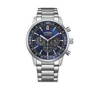 Chronograph CITIZEN "Classic Chrono", silber (silberfarben, blau), Armbanduhren, Herren, Chronograph, Armbanduhr, Solar, Herrenuhr, Edelstahlarmband, analog, Big Date (88351621-0) silberfarben, blau
