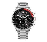 Chronograph CITIZEN "Eco-Drive Sports Chrono", silberfarben, schwarz, Armbanduhren, Herren, Chronograph, Armbanduhr, Solar, Herrenuhr, Edelstahlarmband, analog, Big Date (34082055-0) silberfarben, sch