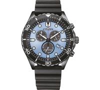 Chronograph CITIZEN, schwarz (schwarz, hellblau), Armbanduhren, Herren, Chronograph, Armbanduhr, Herrenuhr, Solar, Stoppfunktion, Edelstahlarmband (56927068-0) schwarz, hellblau