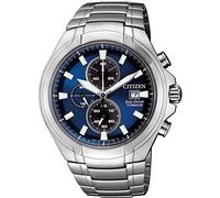 Chronograph CITIZEN, silber (silberfarben, blau), Armbanduhren, Herren, Chronograph, Armbanduhr, Herrenuhr, Solar, Stoppfunktion, Titan, Saphirglas (65437212-0) silberfarben, blau