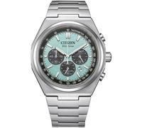 Chronograph CITIZEN, silber (titansilberfarben, grün), Armbanduhren, Herren, Chronograph, Armbanduhr, Herren, Titan, Eco-Drive, Solar, Stoppfunktion, Saphirglas (76601940-0) titansilberfarben, grün