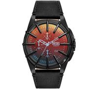 Chronograph DIESEL "FRAMED", schwarz, Armbanduhren, Damen, Chronograph, Quarzuhr, Armbanduhr, Herrenuhr, Stoppfunktion, Lederarmband (74900801-0) schwarz