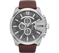 Chronograph DIESEL "MEGA CHIEF", braun (dunkelbraun), Armbanduhren, Herren, Chronograph, Quarzuhr, Armbanduhr, Herrenuhr, Stoppfunktion, Lederarmband (733335-0) dunkelbraun